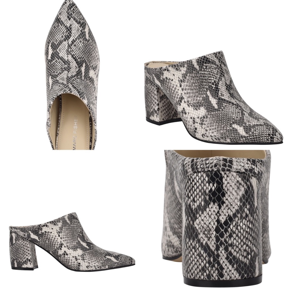 NEW MARC FISHER SNAKE SKIN MULES